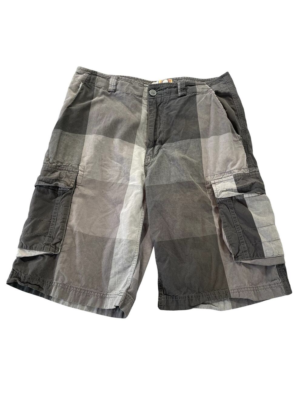 OP Ocean Pacific Cargo Shorts Mens 32 Buffalo Plaid Cotton Skater Surfer Y2K